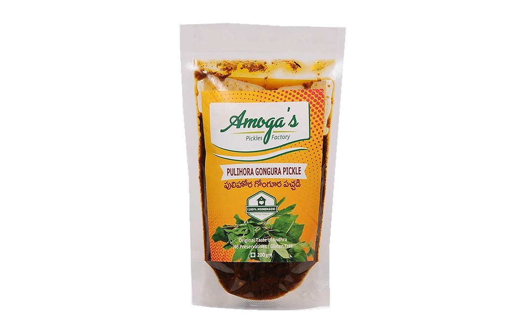 Amoga's Pickles Factory Pulihora Gongura Pickle    Pack  200 grams